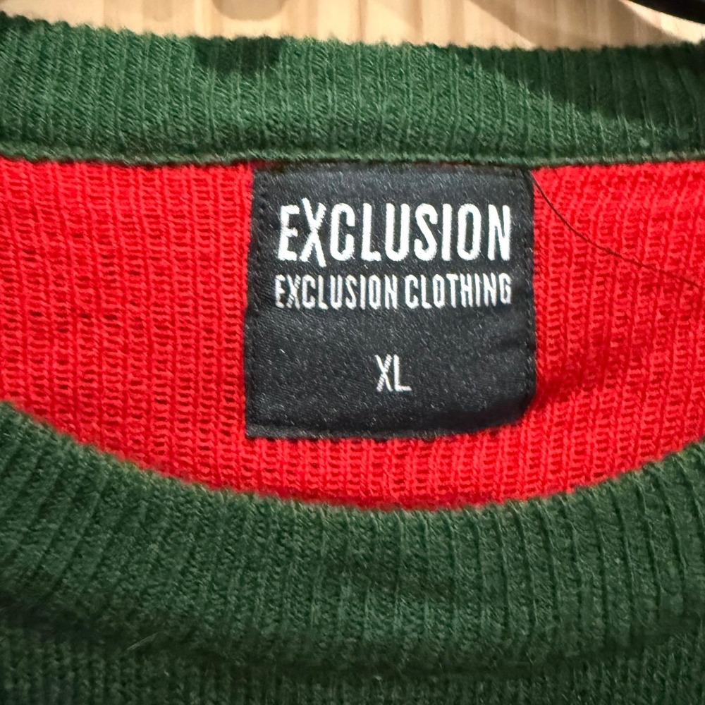 Exclusion Clothing Mens XL Ugly Christmas Sweater Guns Tactical Holiday Green - Picture 3 of 7